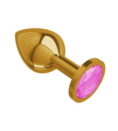 Анальная втулка Gold Medium с розовым кристаллом