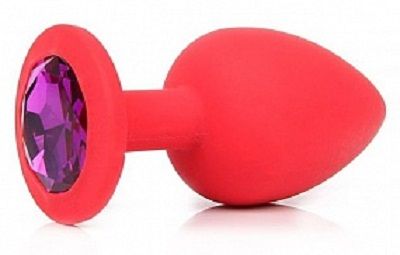 Анальная втулка Red Small с фиолетовым кристаллом