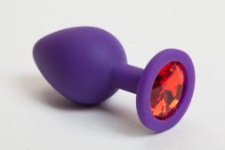Анальная пробка Silicone Purple Large с красным кристаллом
