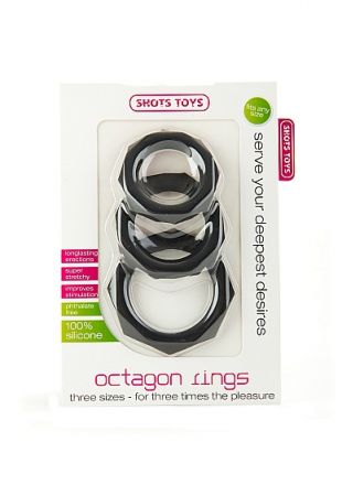 Набор эрекционных колец Octagon Rings Black